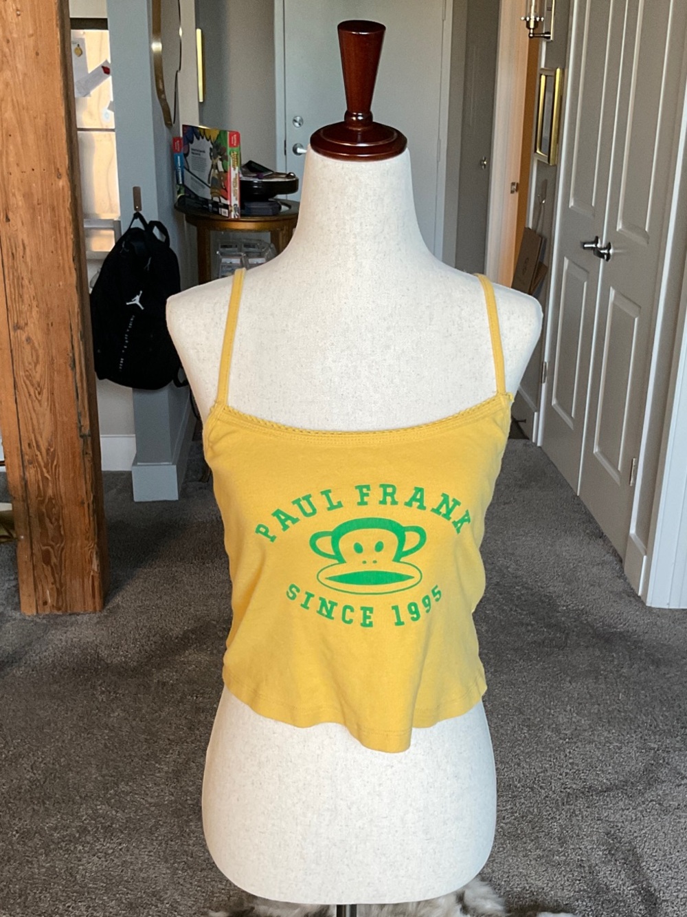 Paul Frank Yellow Crop Camisole with Green Monkey Logo